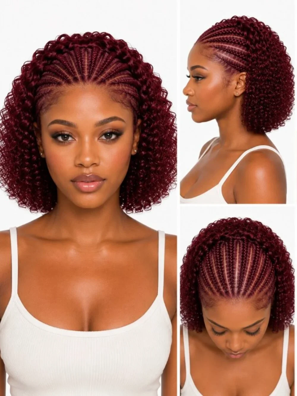 Braids 13x4 short Human Hair Wig 10 inch burgundy color 99j